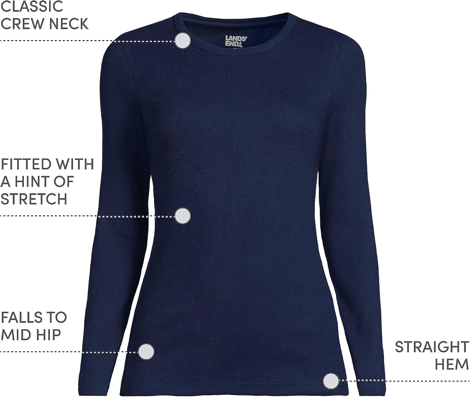 Lands' End Women's Cotton Rib Knit T-Shirt