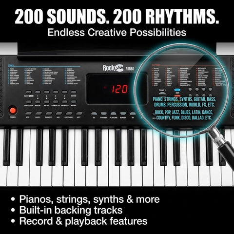 RockJam RJ361 61 Key Compact Keyboard Piano for Beginners