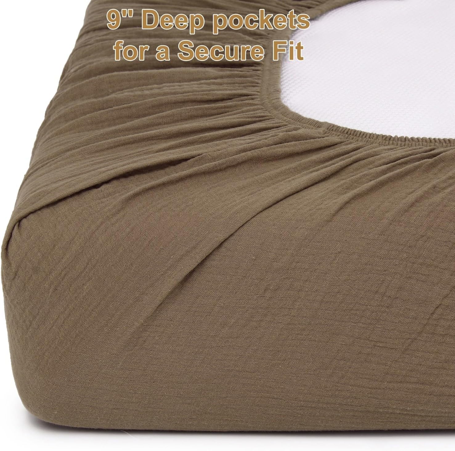 2 Pack Muslin Crib Sheets for Standard Crib Mattress 52" x 28", Taupe