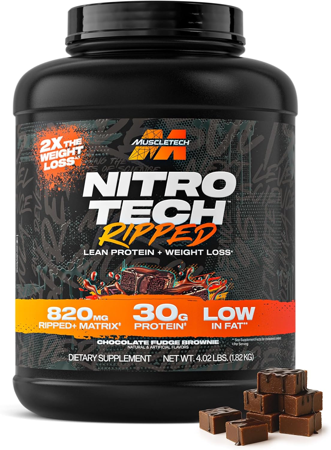 MuscleTech Whey Protein Powder (Chocolate Fudge Brownie, 4LB) - 30g Protein