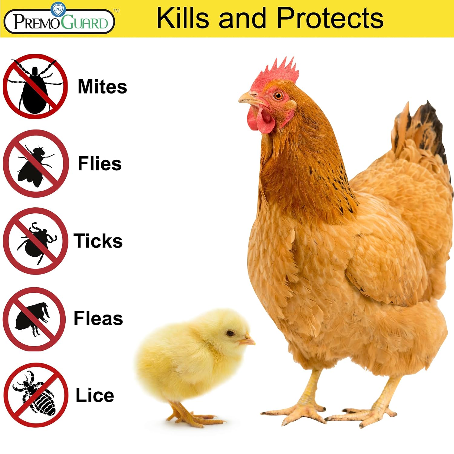Premo Guard Natural Poultry Spray – Kills Scaly Leg Mites, Fleas, & Lice