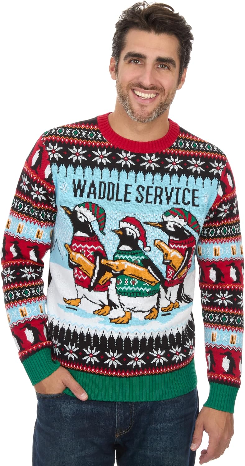 The Ugly Sweater Co. Ugly Christmas Sweater for Holiday Fun Tacky Unisex Design, Perfect Snug Fit Breathable Crewneck