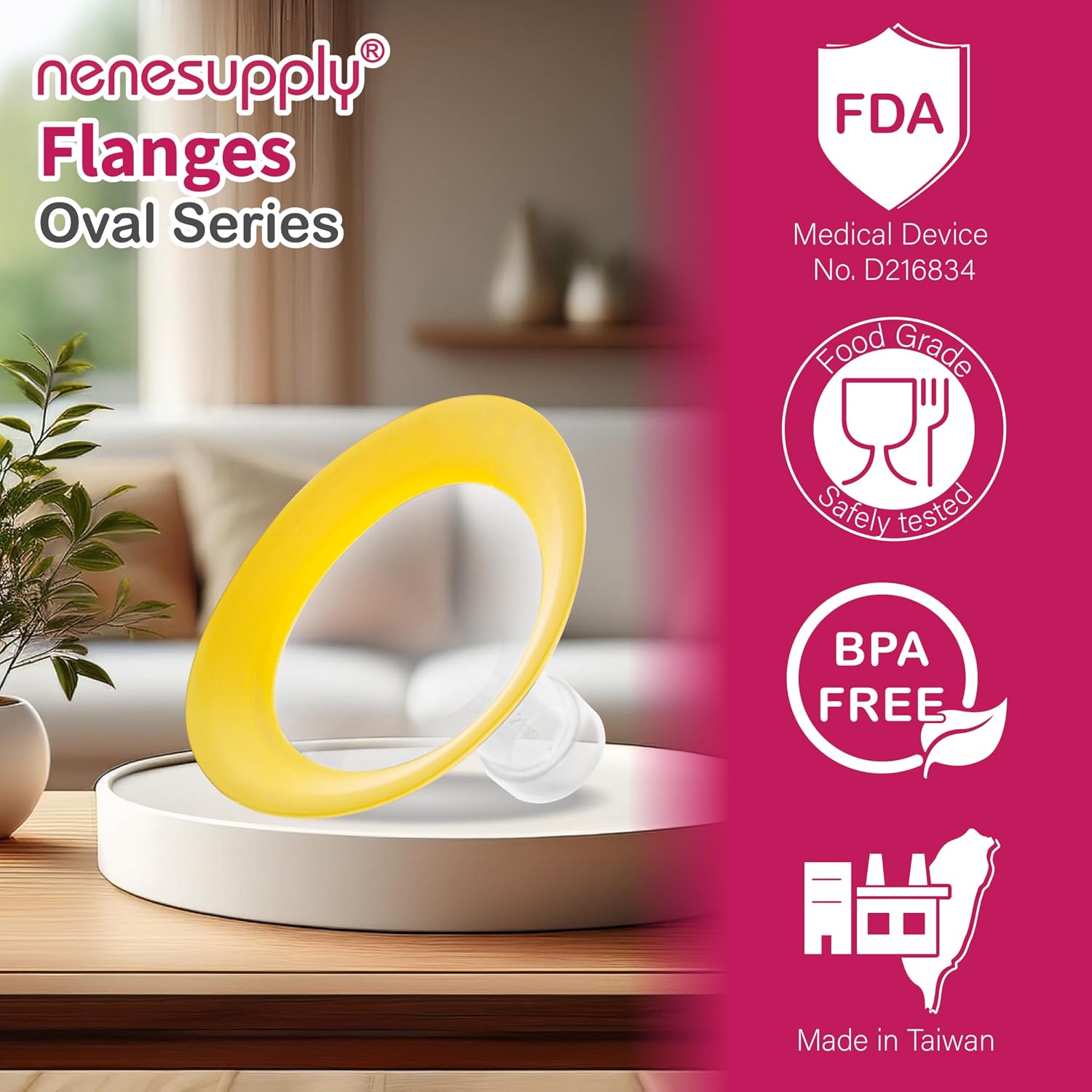 Nenesupply 13mm Oval Flanges Compatible with Medela Breast Pump Parts Replace Medela Flange Accessories. Work with Pump in Style Parts Symphony Parts Swing Maxi Harmony and Personalfit Flex