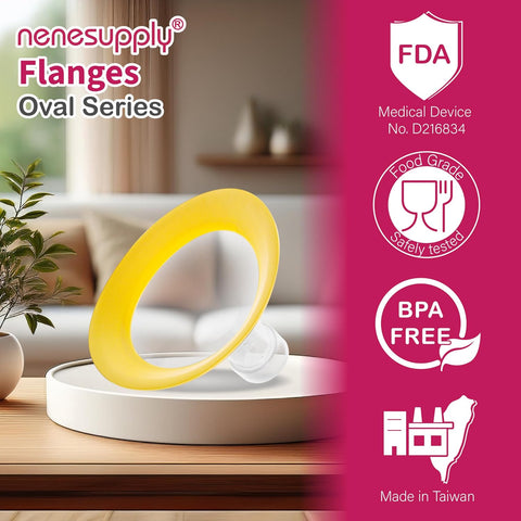 Nenesupply 13mm Oval Flanges Compatible with Medela Breast Pump Parts Replace Medela Flange Accessories. Work with Pump in Style Parts Symphony Parts Swing Maxi Harmony and Personalfit Flex