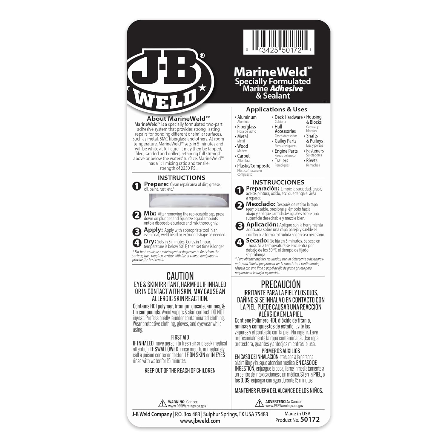 J-B Weld 50172 25 ml. MarineWeld Syringe
