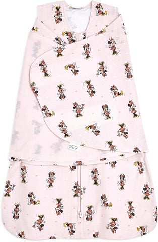 HALO Disney Baby 100% Cotton Sleepsack Swaddle, 3-Way Adjustable Wearable Blanket, TOG 1.5, Minnie Fun, Small, 3-6 Months