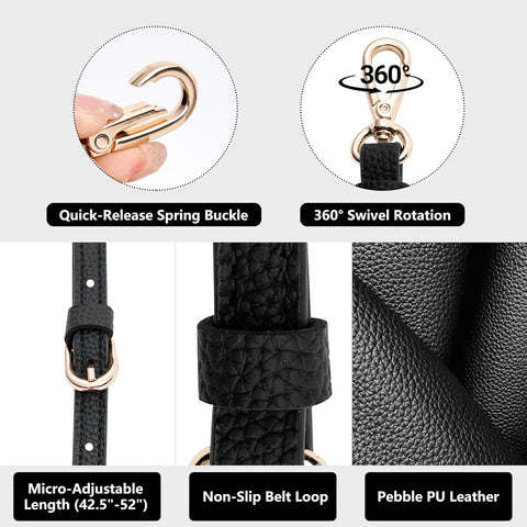 SEAVILIA PU Leather Purse Strap Replacement Crossbody Adjustable Long Thin Handmade Shoulder Handbags Strap