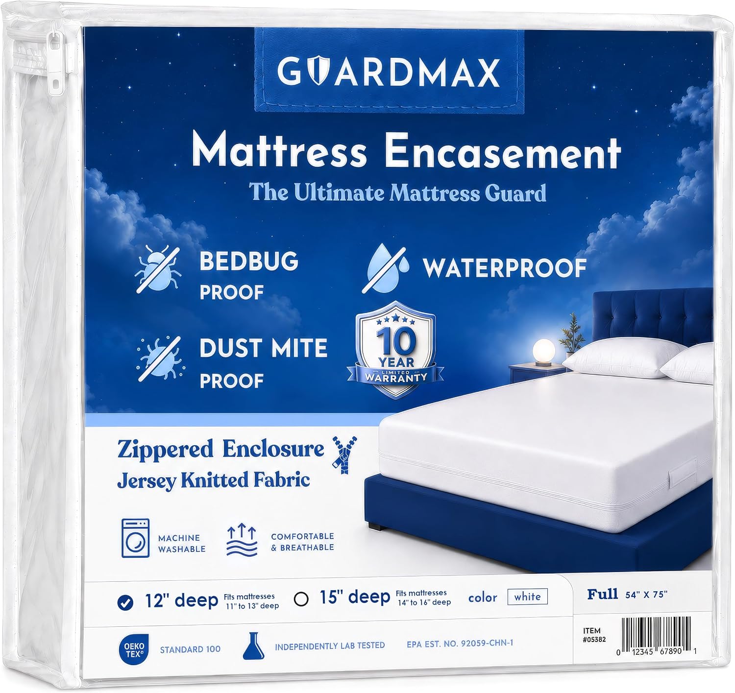 Guardmax Full Mattress Protector Zippered, Bed Bug Mattress Cover