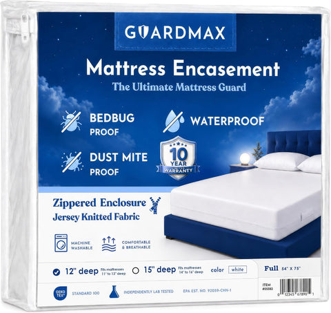 Guardmax Full Mattress Protector Zippered, Bed Bug Mattress Cover