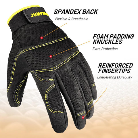 Work Gloves for Men 2 Pairs, Multi-Functional Light Duty Mechanic Gloves, Outdoor, Garden, Performance Fit, Touch Screen, Abrasion Resistant (XL)