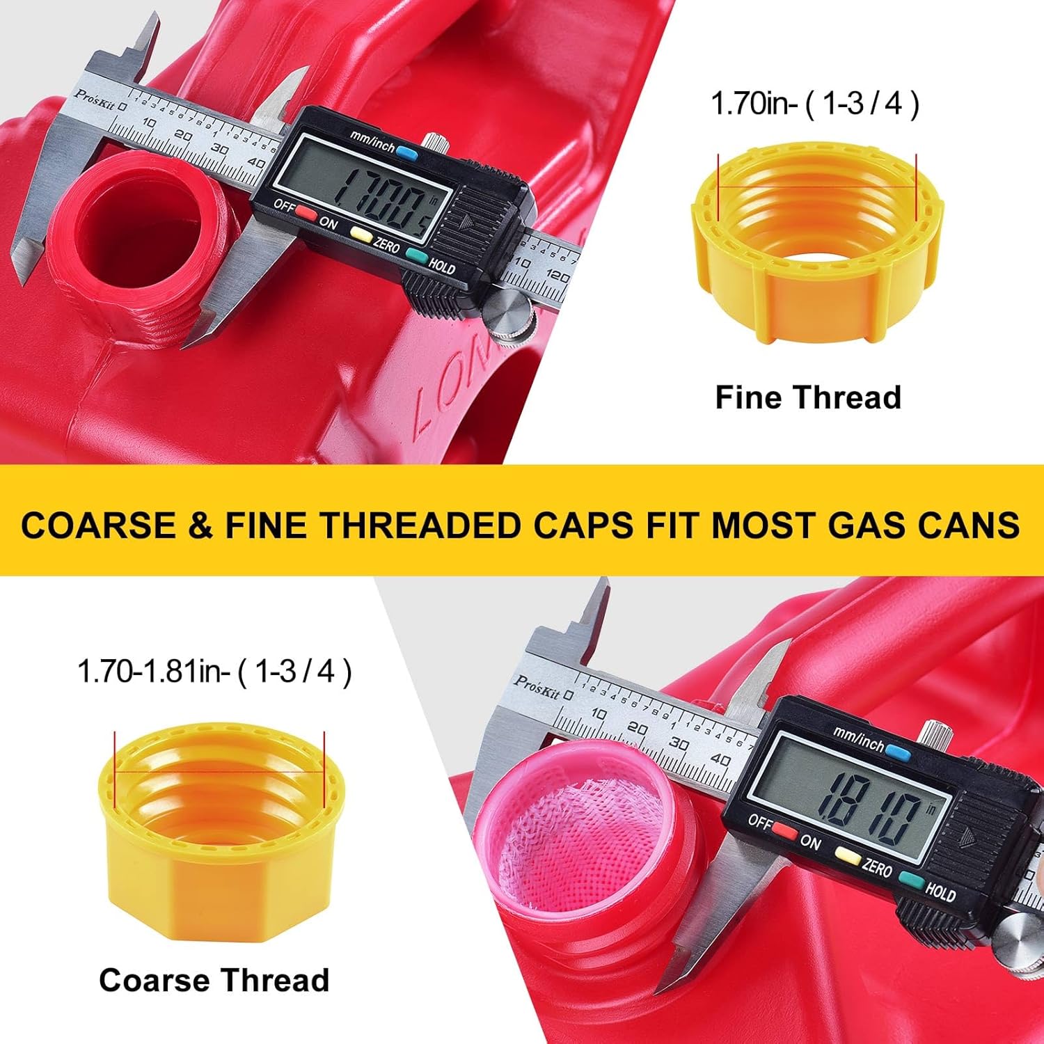Gas Can Spout Replacement Kit, Gas Can Nozzle Replacement (5 Kits-Yellow)