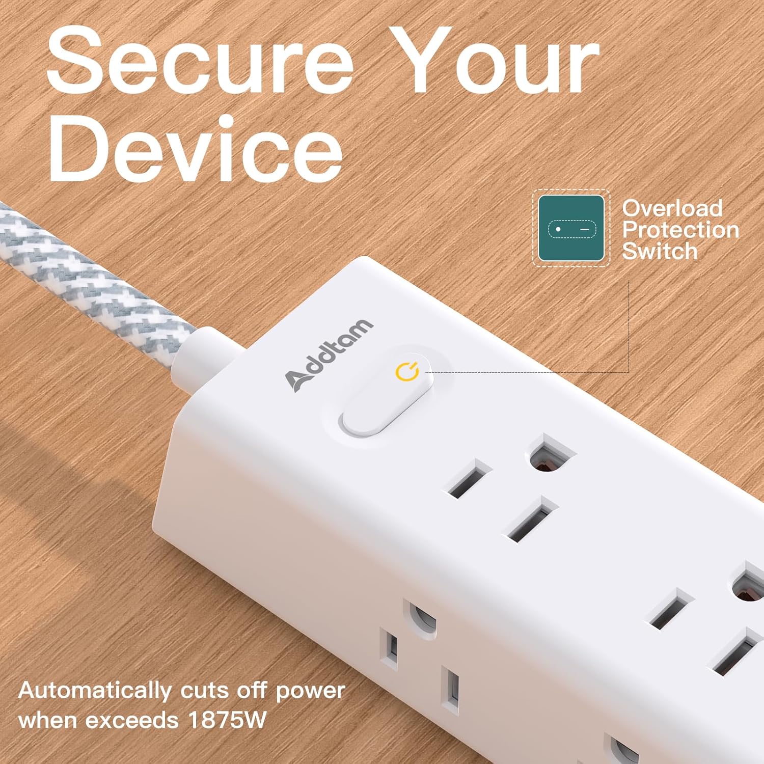 Surge Protector Power Strip - 15 FT Extension Cord with 12 AC Outlets 4 USB