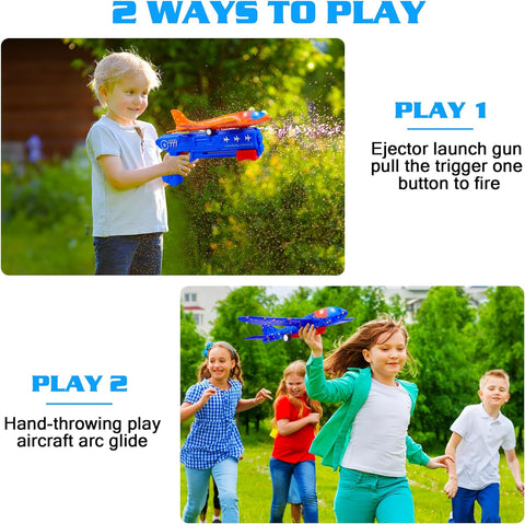 LJZJ 3pk LED Foam Plane Launcher, 2 Modes Outdoor Toy Gift Boys Girls 3+