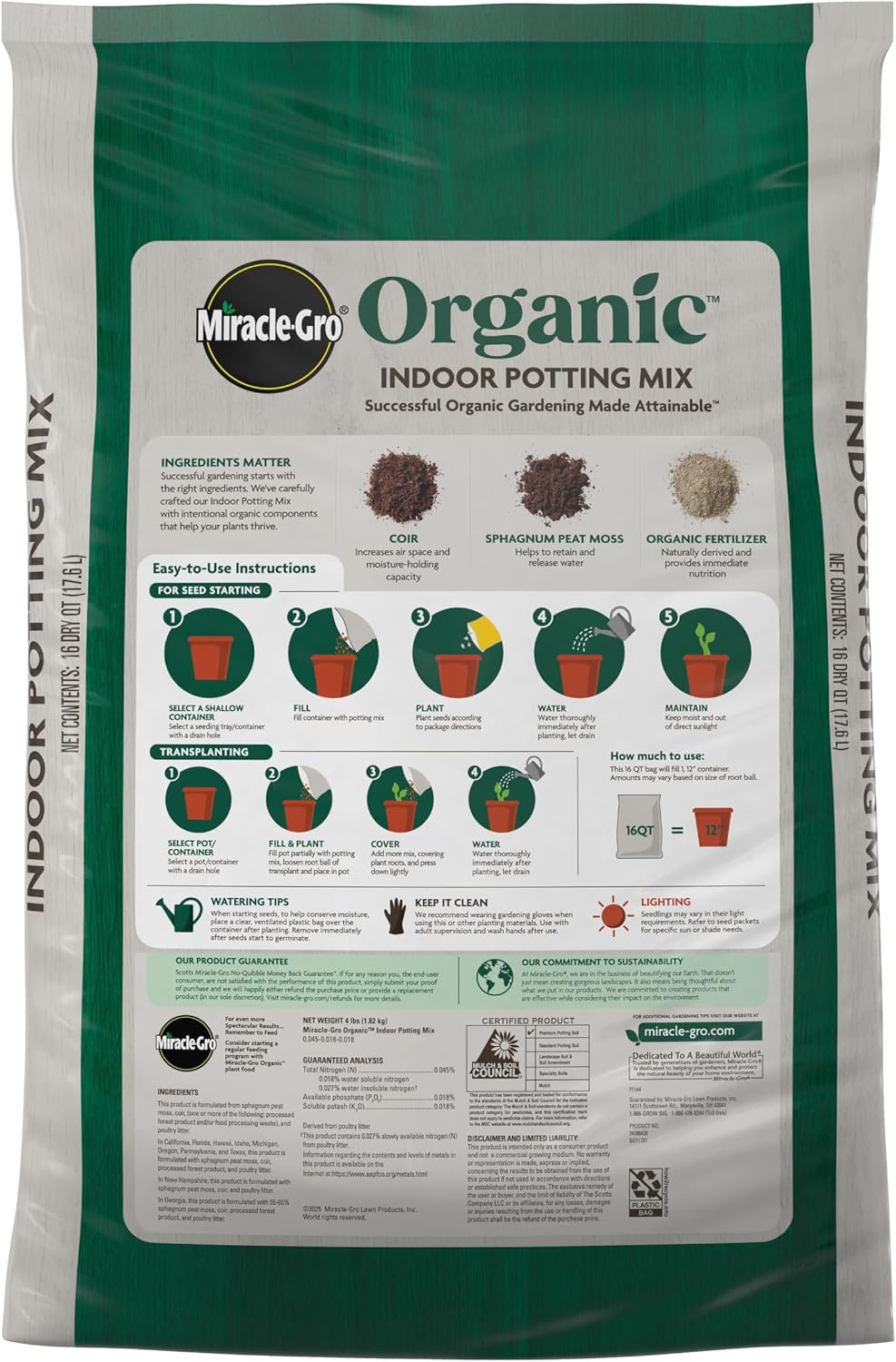 Miracle-Gro Organic Indoor Potting Mix, 16 qt.