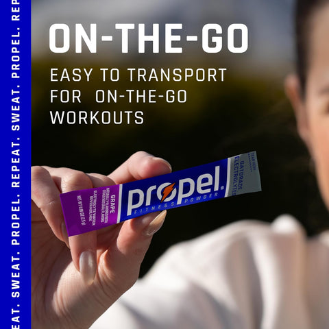 Propel Electrolyte Enhanced Water Drink Mix Powder Packets, Grape, Zero Calorie & 0 Sugar Hydration with Electrolytes and Vitamins C & E (120 Packets)