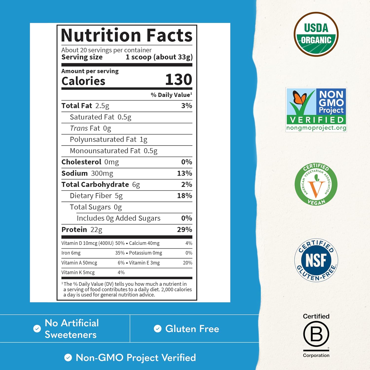 Garden of Life Protein Powder, Vegan Protein Powder, BCAA, Probiotics & Digestive Enzymes, Gluten & Lactose Free, Vanilla, 1.5 LB
