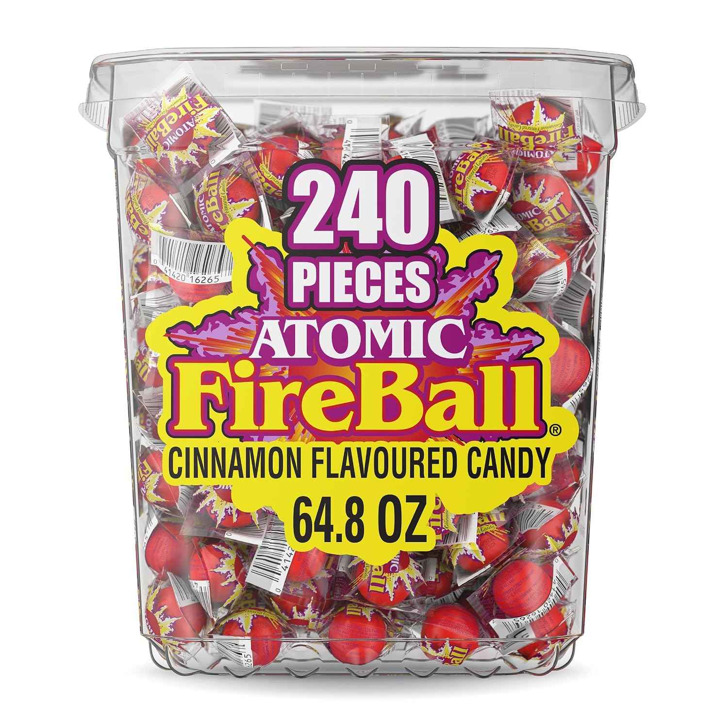 Wonka Atomic Fireball, Candy, Cinnamon Flavor, Individually Wrapped, 7.5 g (240 ct) | Intense cinnamon heat, iconic red fireball, individually wrapped, bulk tub, party bowls, office candy, sharing