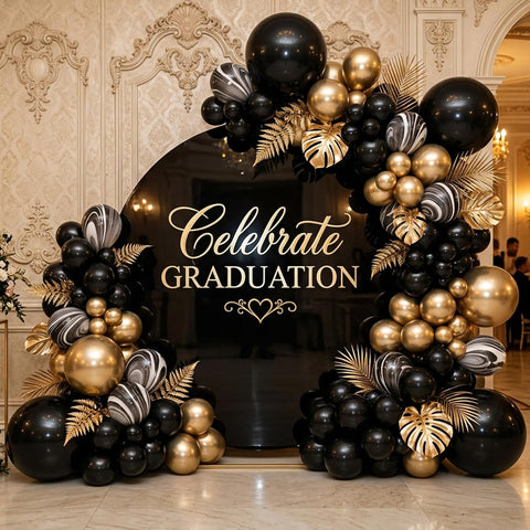 RUBFAC Gold Balloons Different Sizes Chrome Gold Balloon Arch Kit 129pcs