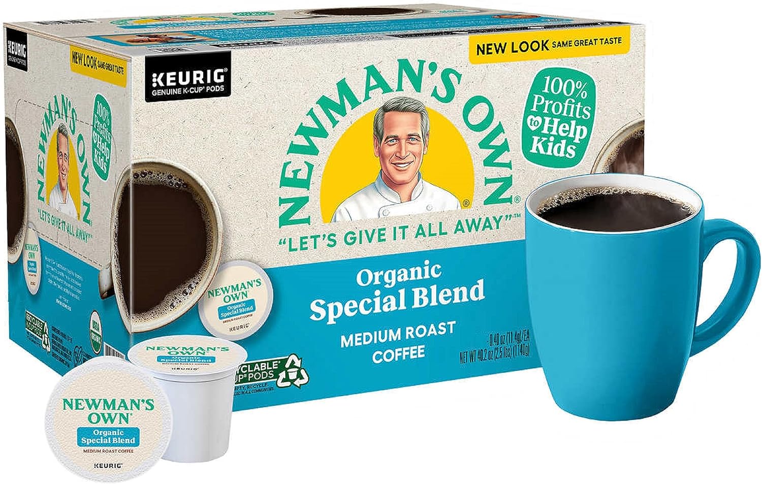 Newman's Own Organics, Special Blend, Single-Serve Keurig K-Cup Pods, Medium Roast, 120 Count (5 Boxes of 24 Pods)