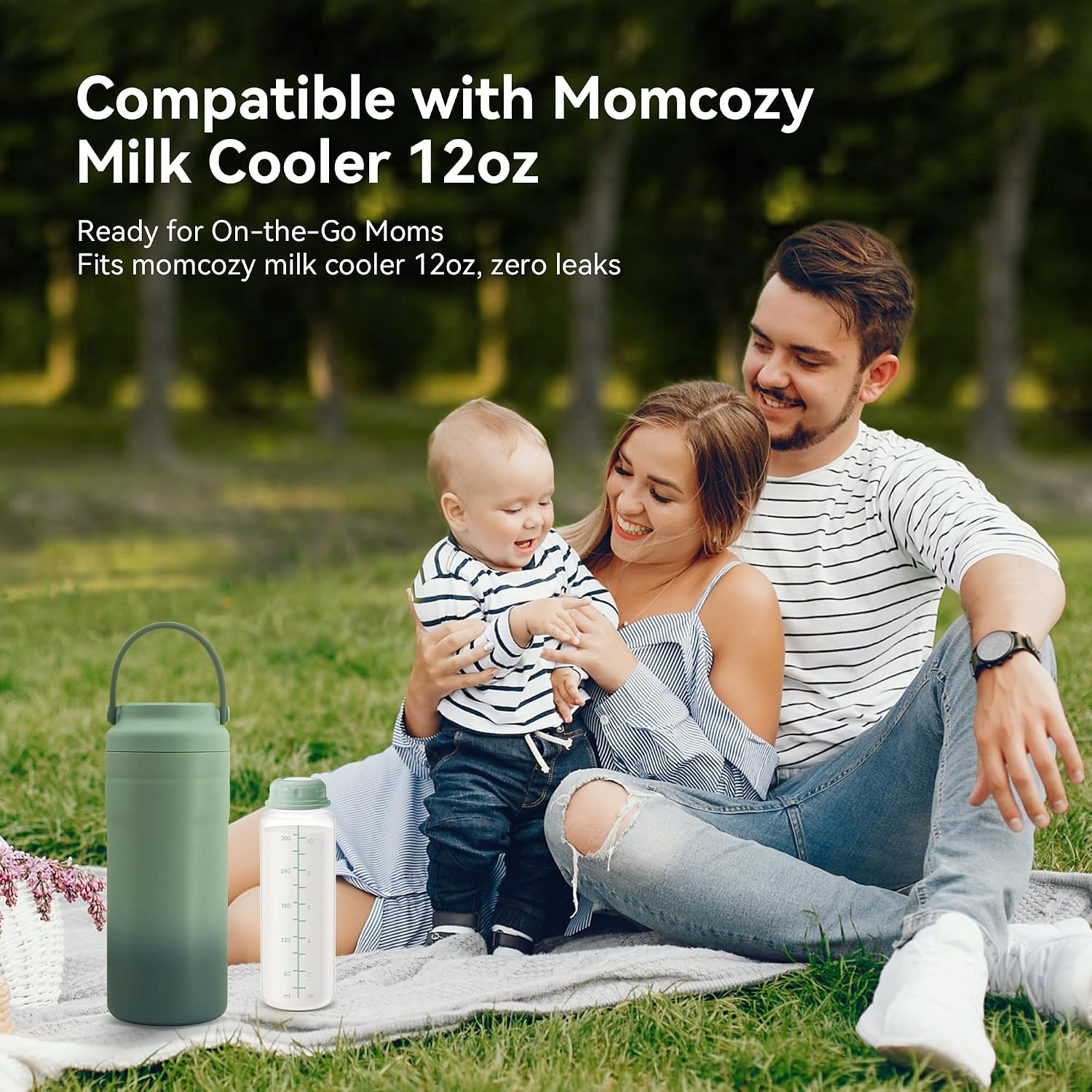 11oz Breastmilk Storage Bottles, BPA Free Narrow Neck Collection Bottle with Sealing Disk, Breast Milk Containers for Fridge & Momcozy Breast Milk Cooler 12oz, 4PCS