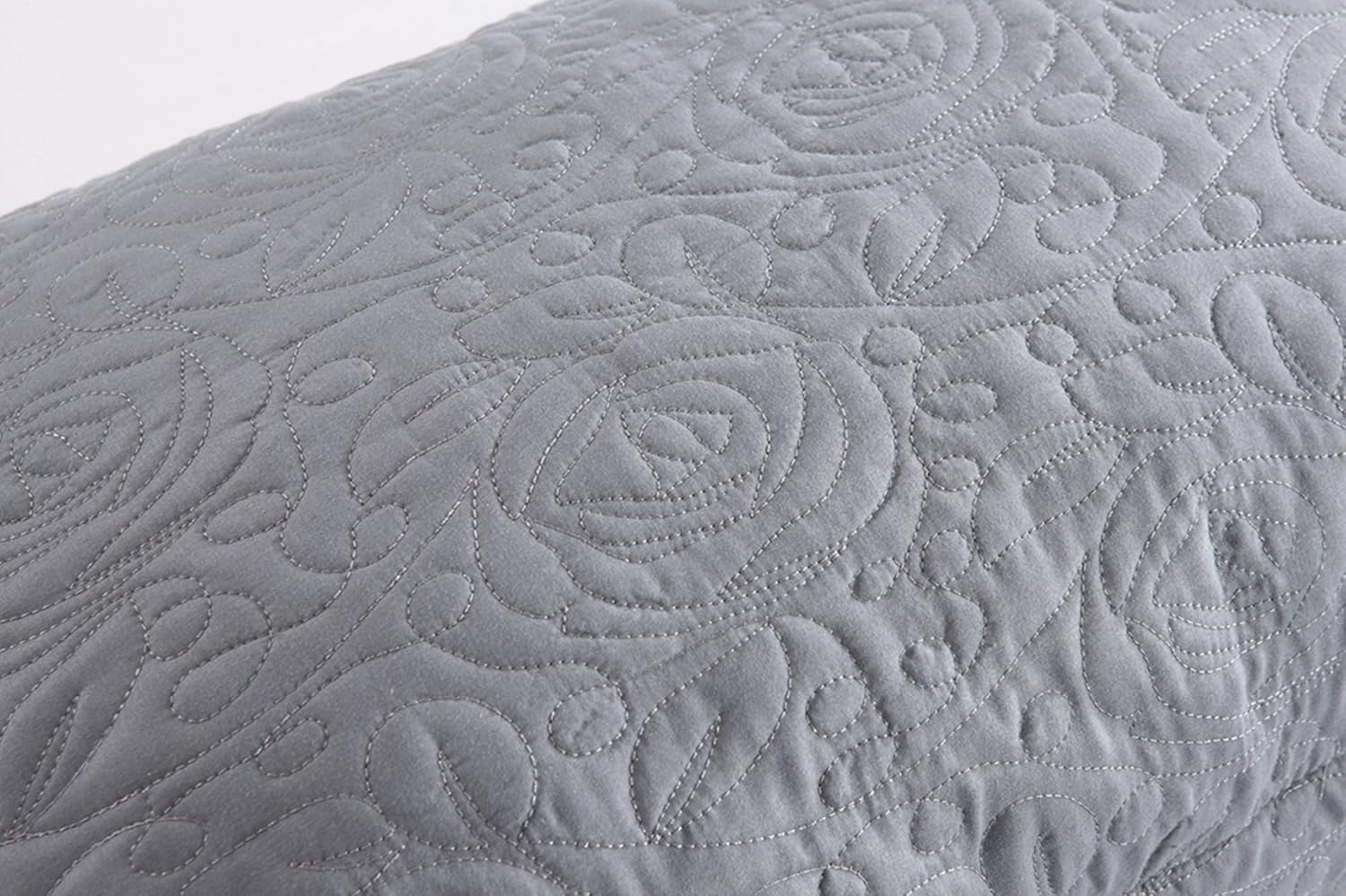 MarCielo 2-Piece Embroidered Pillow Shams, King Decorative Microfiber Pillow Covers Set, King Size (Grey)