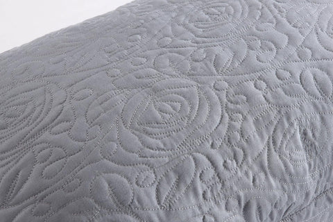 MarCielo 2-Piece Embroidered Pillow Shams, King Decorative Microfiber Pillow Covers Set, King Size (Grey)