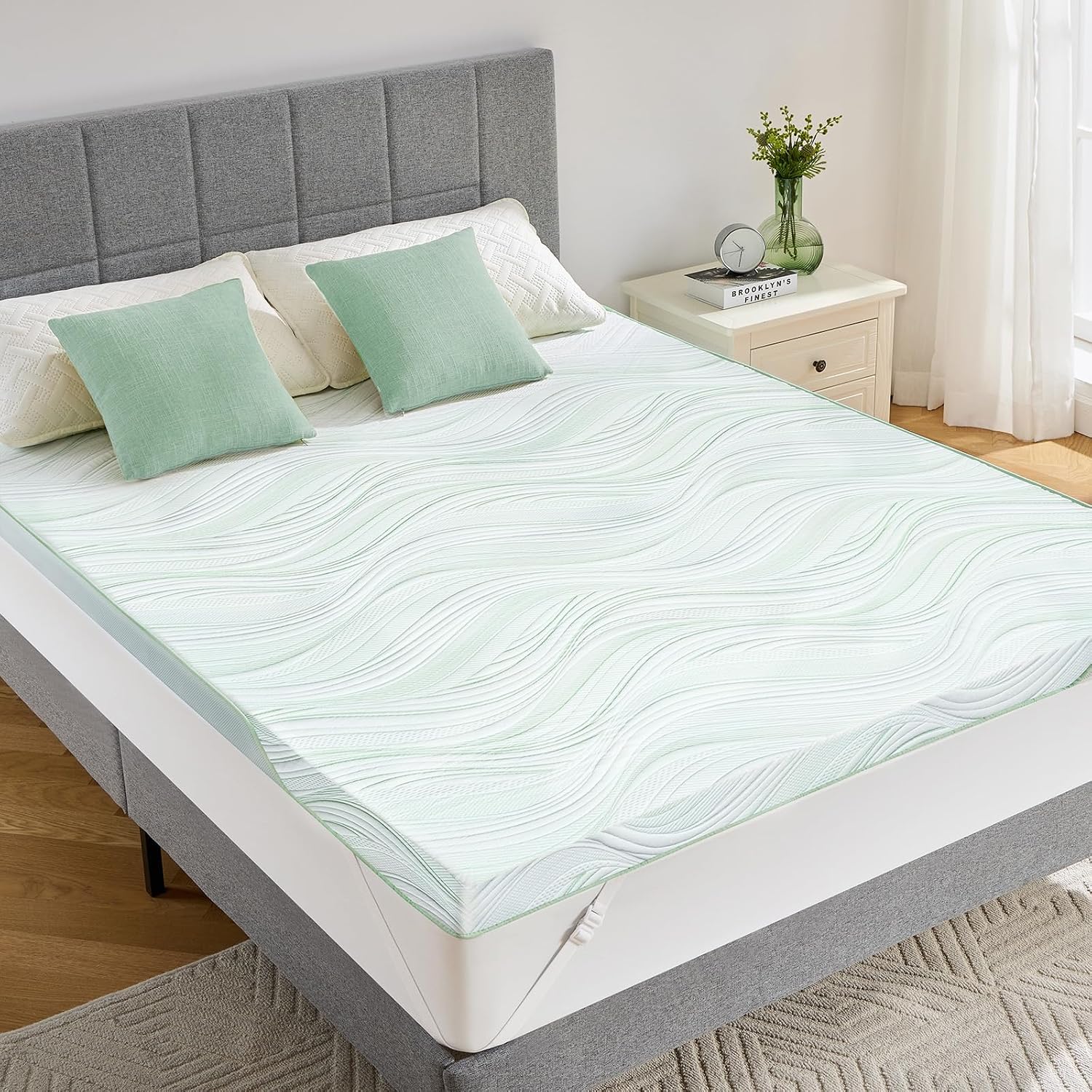 PERLECARE Queen Mattress Topper,3 inch Medium Firm,Bamboo Washable Cover
