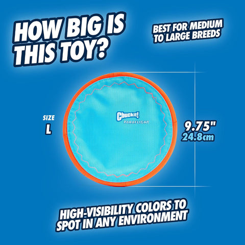 Chuckit! Paraflight Flying Disc Dog Toy, Floats, Size Large, 1 Pack