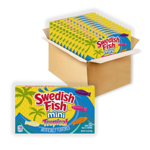 SWEDISH FISH Mini Tropical Soft & Chewy Gummy Candy, 12 Boxes