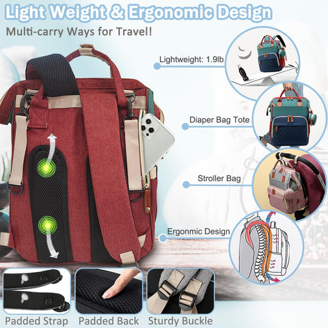 SHITIESHOU Diaper Bag Backpack Baby Bag, Baby Girl Boy Diaper Bag for Dad Mom with Pad, 16 Pockets, Pacifier Case, Large Diaper Bags Unisex for Travel (Colorful)
