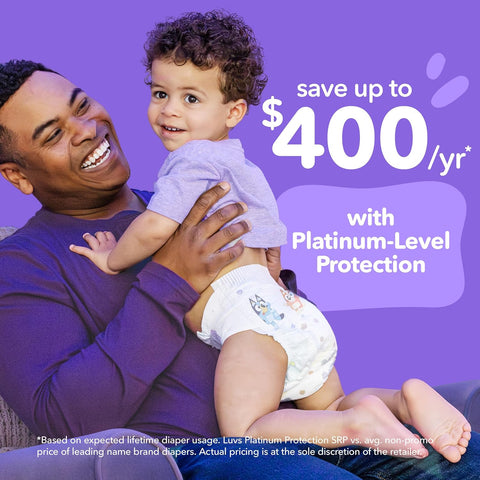 Luvs Size 6 Baby Diapers, Platinum Protection Bluey Diapers for Day & Night,Size 6 (35+ lbs), 144 Count