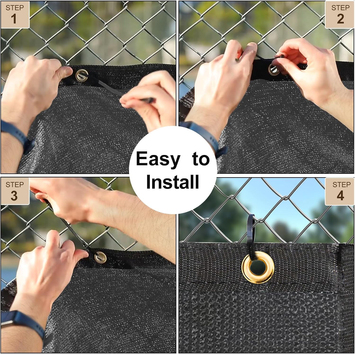 UPGRADE Privacy Fence Screen 4'x47' Dark Grey Outdoor 90% Visibility Blockage 170 GSM Mesh Shade Cover Panels for Backyard,Balcony,Home Decoration with Zip Ties,Customized Avaliable