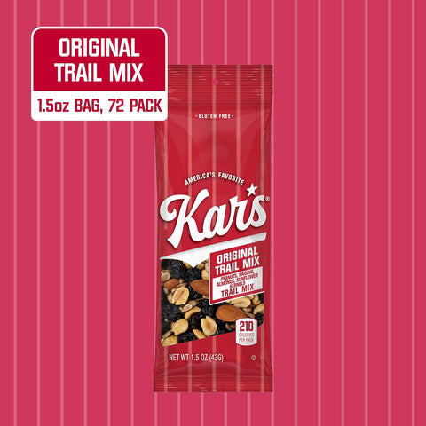 Kar’s Nuts Original Trail Mix, 1.5 oz – Grab & Go Bags, Individual Snack Packs (Pack of 72), Gluten-Free Trail Mix Snack