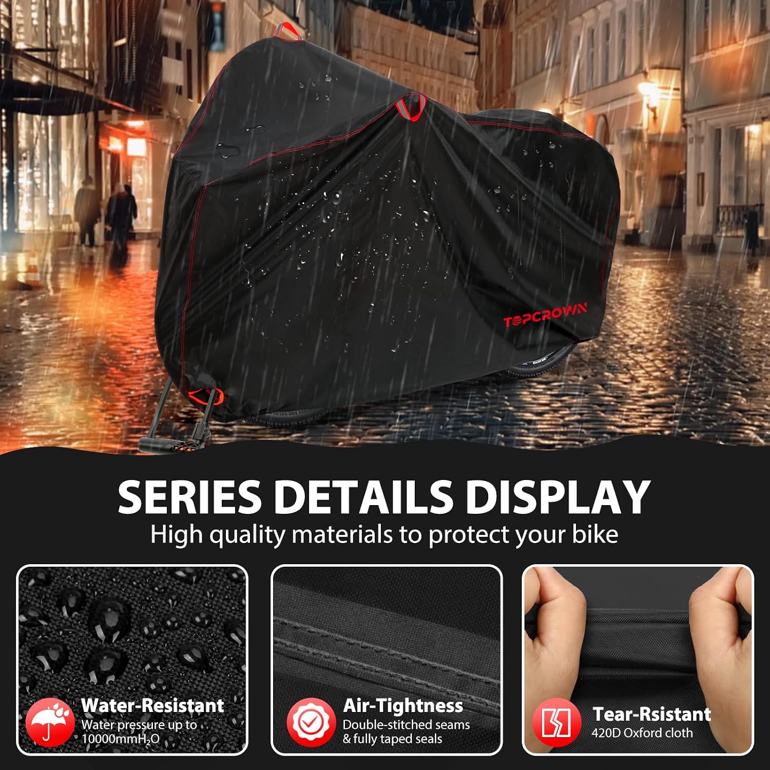 Topcrown Bike Cover Waterproof Outdoor Storage Bicycle Cover for 2 Bikes