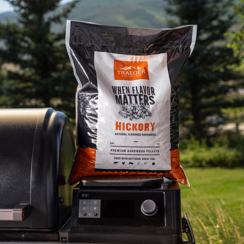 Traeger Grills Hickory 100% All-Natural Wood Pellets for Smokers and Pellet Grills, BBQ, Bake, Roast, and Grill, 18 lb. Bag