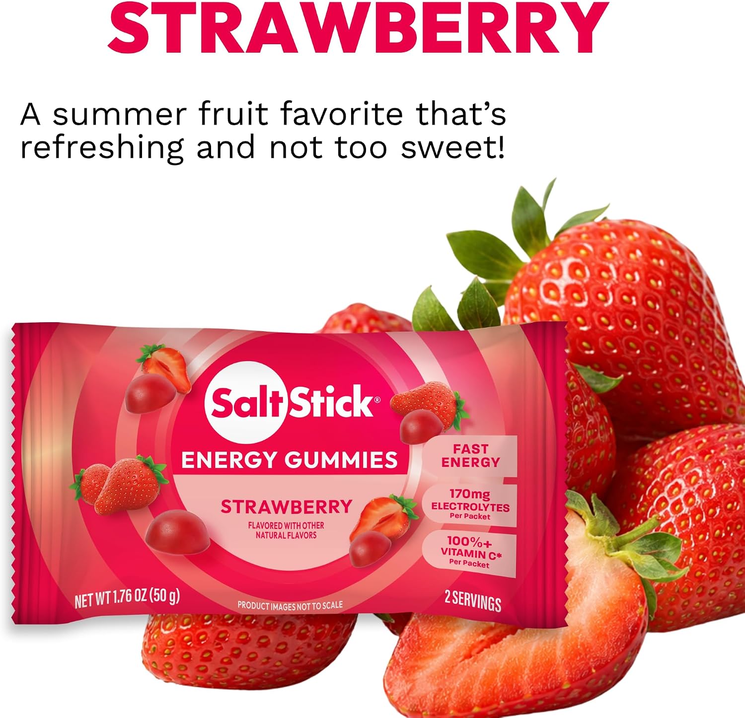 SaltStick Energy Chews Strawberry Energy Gummies 10 Bags/ 20 Servings
