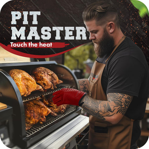 KITCHEN PERFECTION Silicone Smoker BBQ Gloves - Heat Resistant Oven Mitts