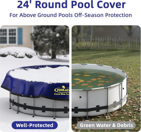 POOLACC Pool Cover for Above Ground Pools, 24 ft Round