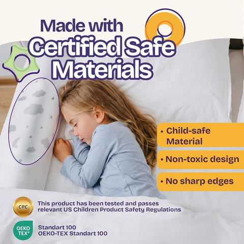 ComfyBumpy Bed Bumper for Toddlers 52" x 5" – Foam Rail Guard with Non-Slip Stability | Safer & More Secure Convex Design | Fits Twin, Full, Queen & King Mattresses