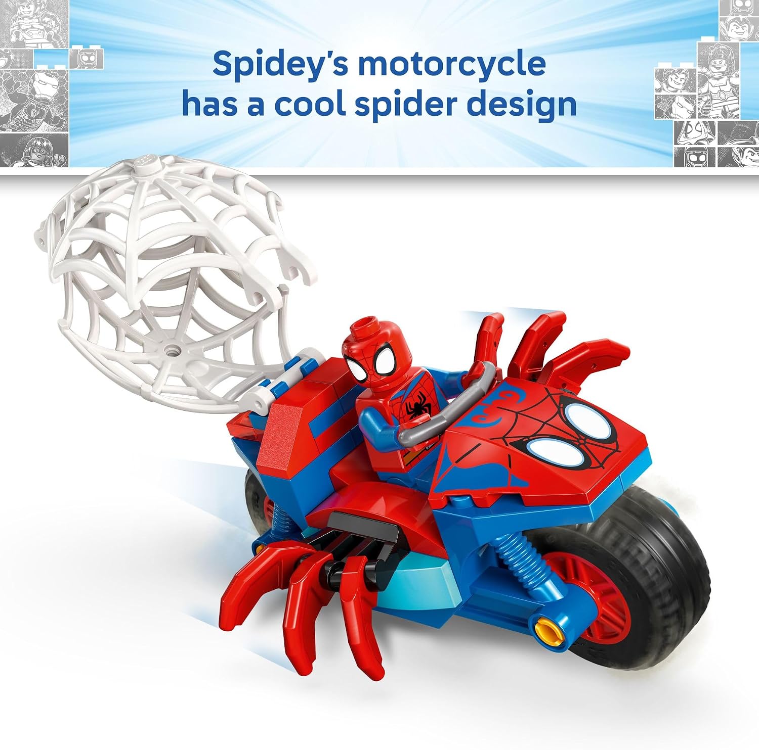 LEGO Marvel Spidey and His Amazing Friends Spidey on his Motorcycle vs. Rhino Building Toy for Kids - Super Hero Pretend Playset for Preschool Boys & Girls, Ages 4+ - Gift Idea for Birthdays - 11206