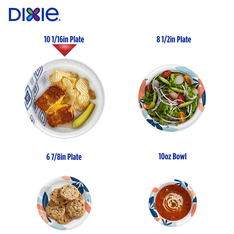 Dixie Large Paper Plates, 10 Inch, 204 Count, 2X Stronger, Microwave-Safe, Soak-Proof, Cut Resistant, Disposable Plates For Everyday Breakfast, Lunch, & Dinner Meals