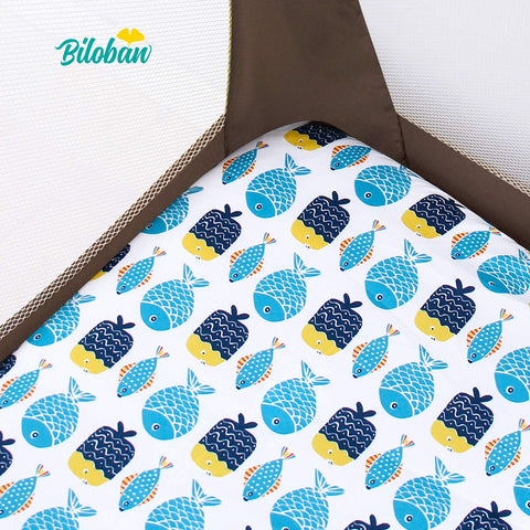Pack and Play Sheets Fitted, 2 Pack Playard Sheet Fits for Graco Pack n Play Mattress, Mini Crib Sheets for Baby Boys & Girl