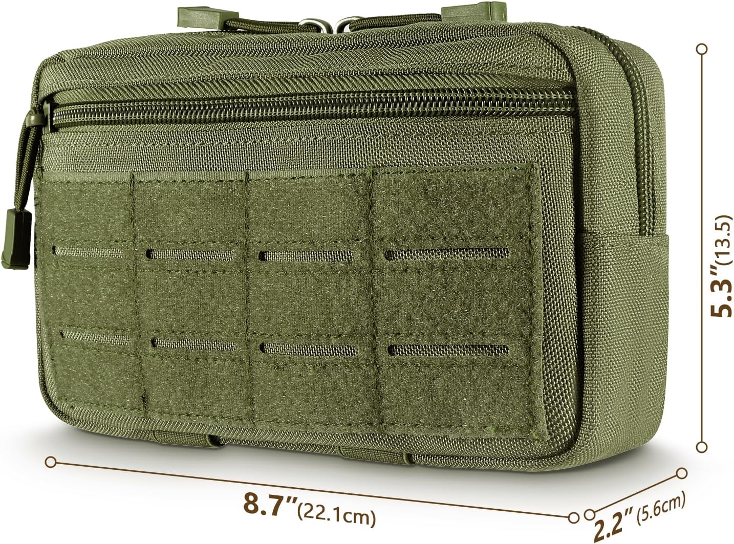 FRTKK Tactical Molle Admin Pouch Utility Laser Cut EDC Tool Pouch Bag Horizontal Modular Pouches Include US Flag Patch and Keychain