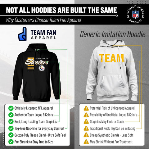 Team Fan Apparel NFL Adult Unisex Retro Script Ultra Soft Fleece Hooded Sweatshirt, Officially Licensed Football Performance