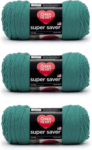 Red Heart Super Saver Yarn for Crocheting & Knitting, Jade, 3-Pack