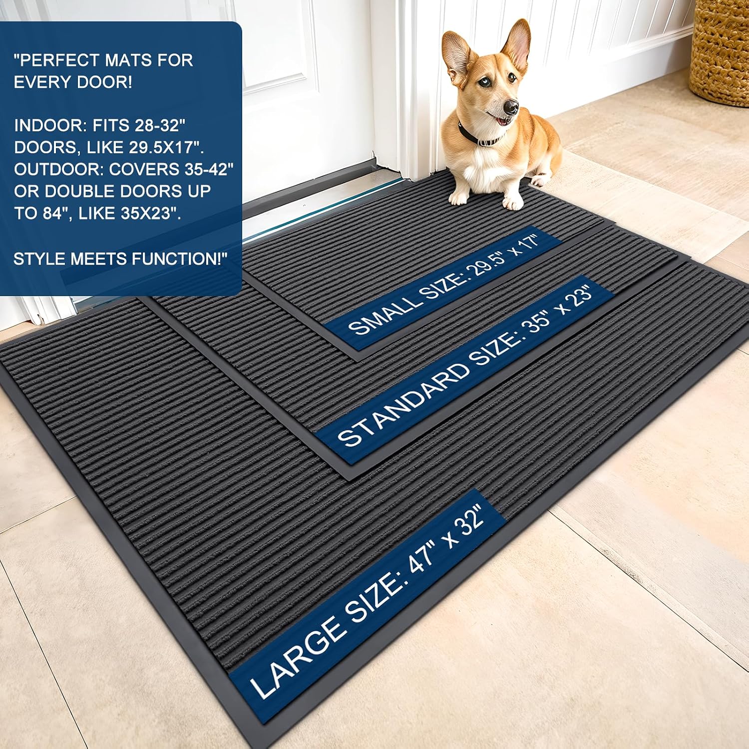 OLANLY Front Door Mat 29.5x17, Waterproof Heavy-Duty Indoor Outdoor Doormat