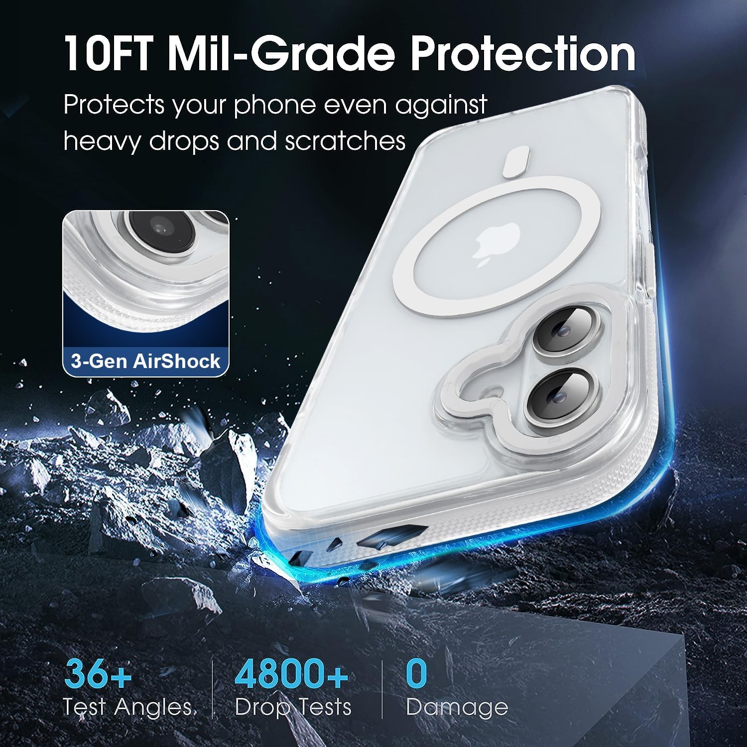 Strong Magnetic for iPhone 16 Case ，Anti-Yellowing，Clear White