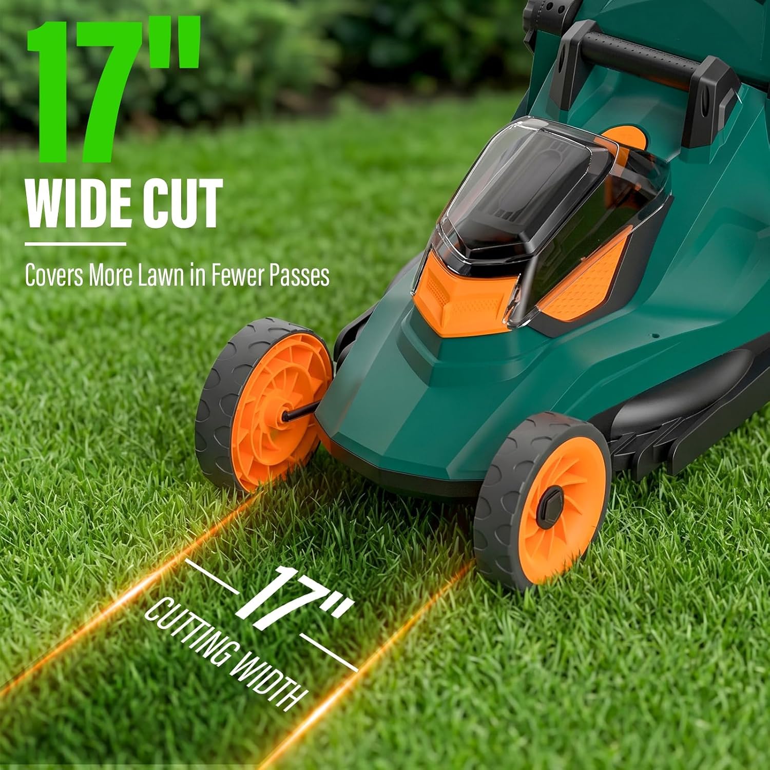 MZK 40V 17-Inch Brushless Lawn Mower, Cordless Push Mower
