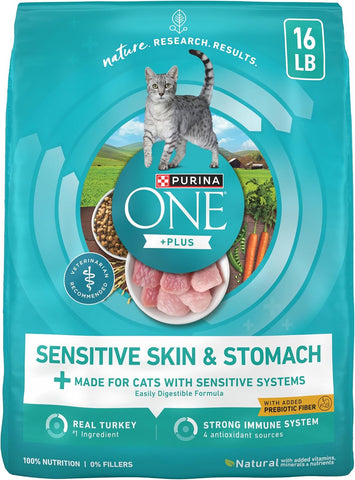 Purina ONE Sensitive Skin and Stomach Dry Cat Food 16 lb Bag