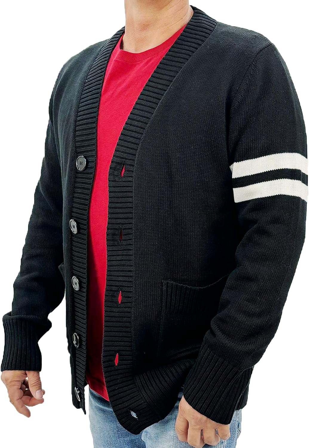 Hip Hop 50's Shop Mens 1950s Letterman Varsity Cardigan Sweater